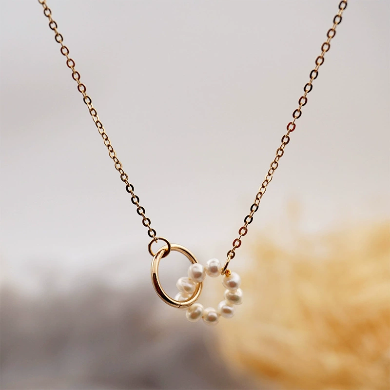 Golden Pearl Knot Necklace