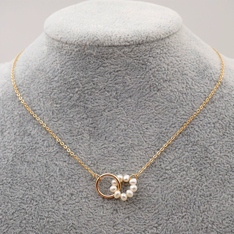 Golden Pearl Knot Necklace