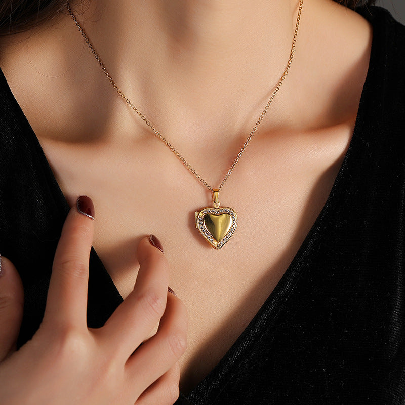 Gemstone Heart Locket Necklace