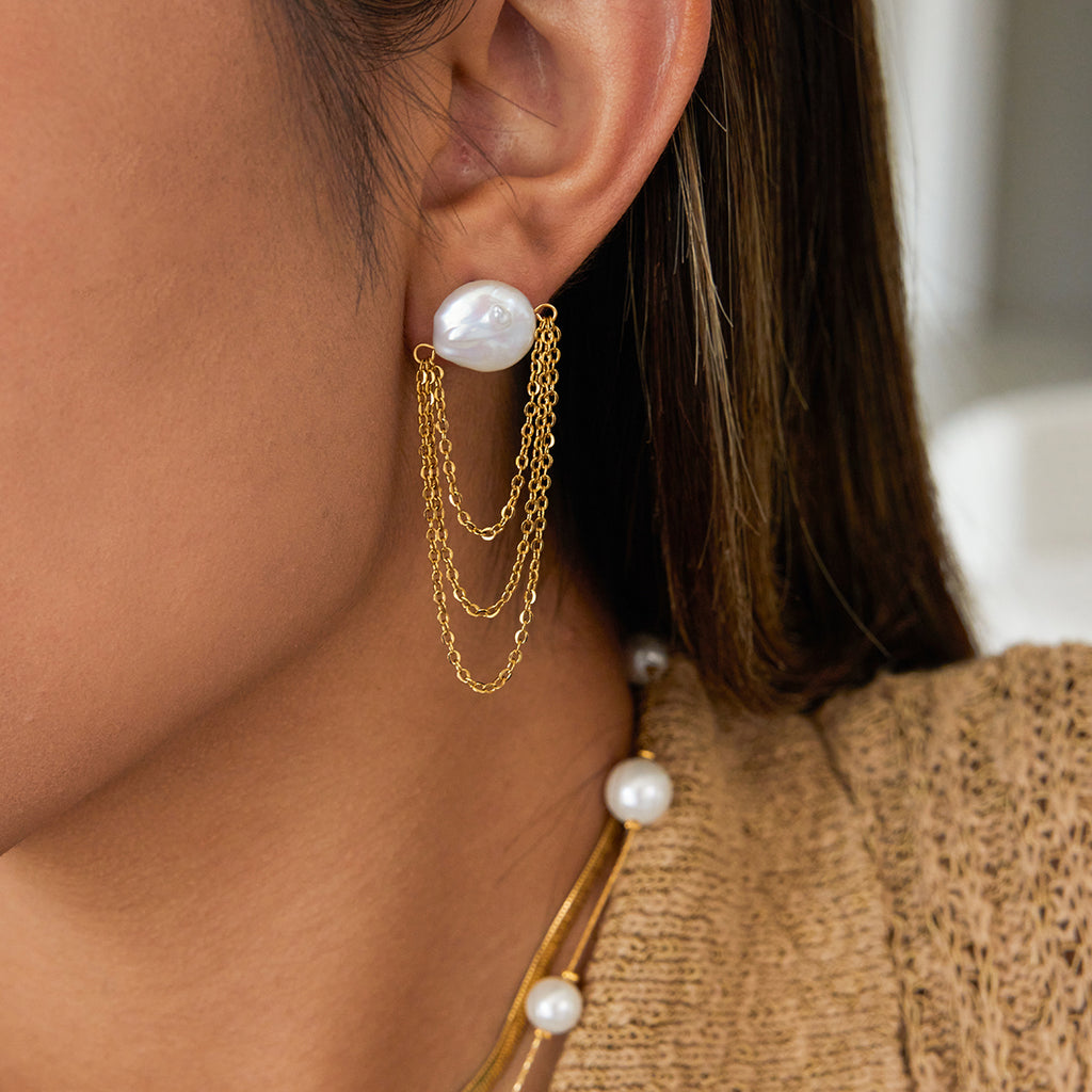 Pearl Tassel Drop Earrings