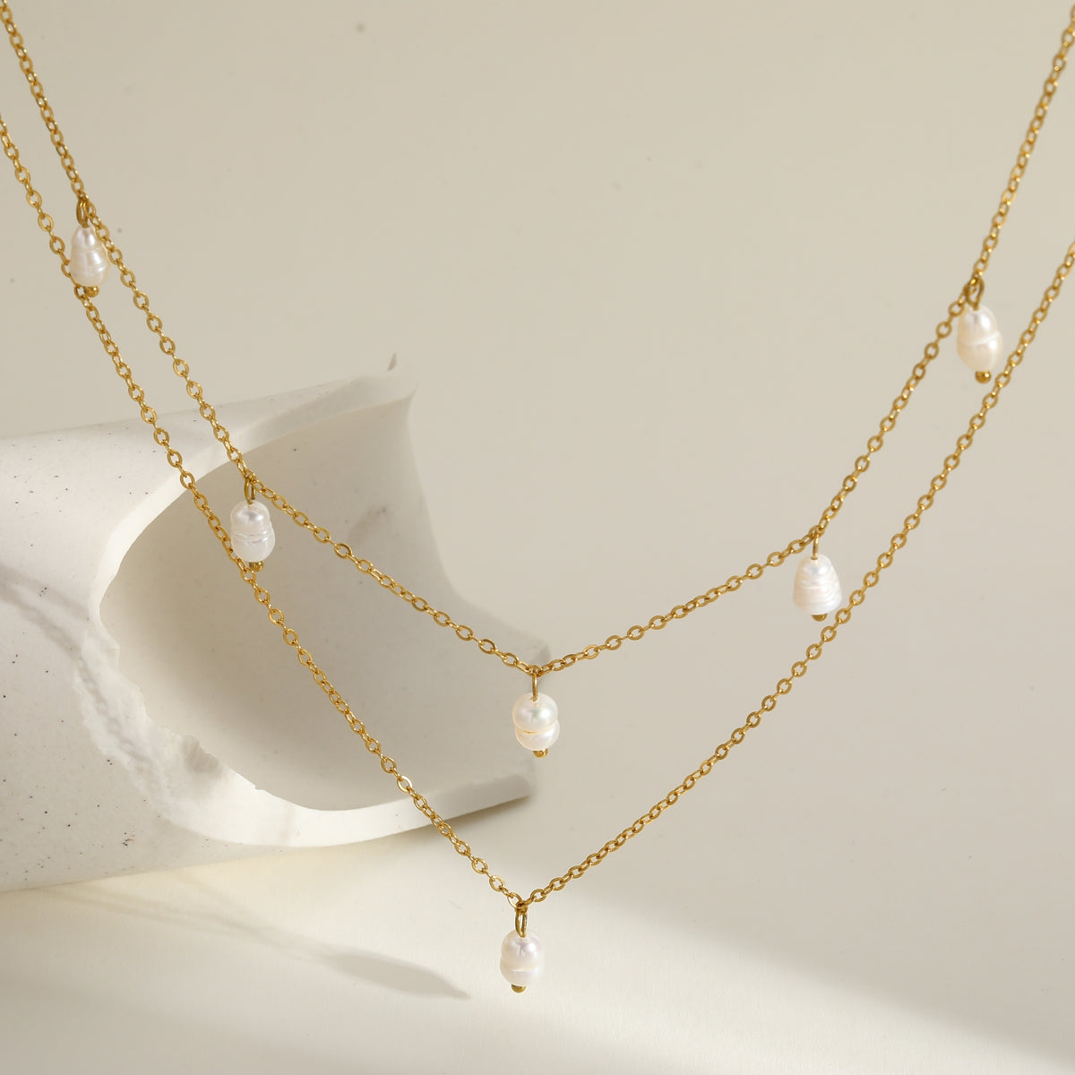 Double Pearl Layer Necklace