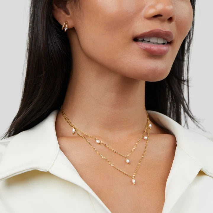 Double Pearl Layer Necklace
