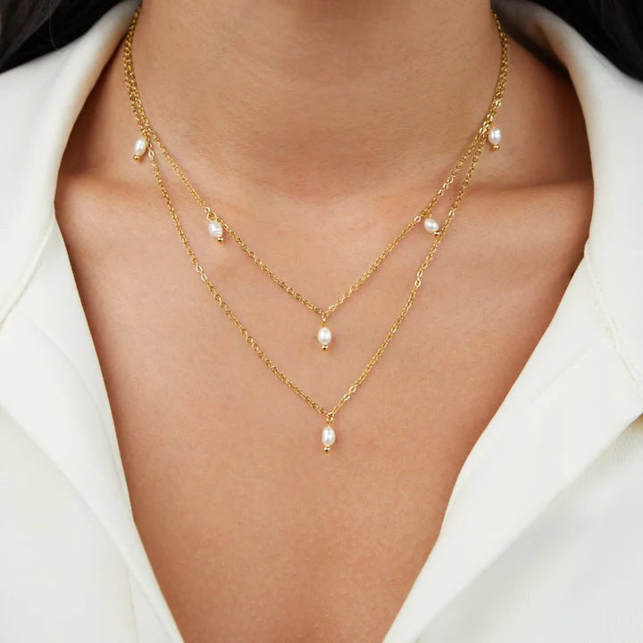 Double Pearl Layer Necklace