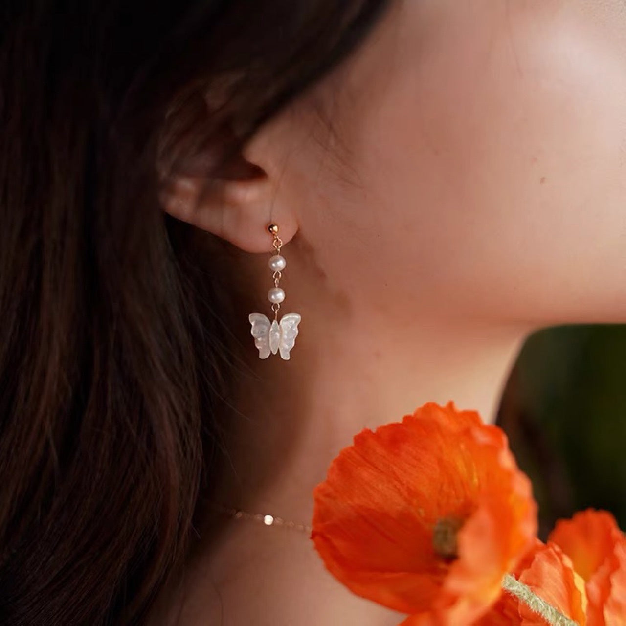 Aurora Butterfly Pearl Earrings