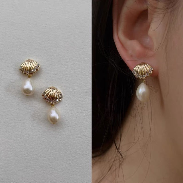 Sicily Shell Pearl Earrings