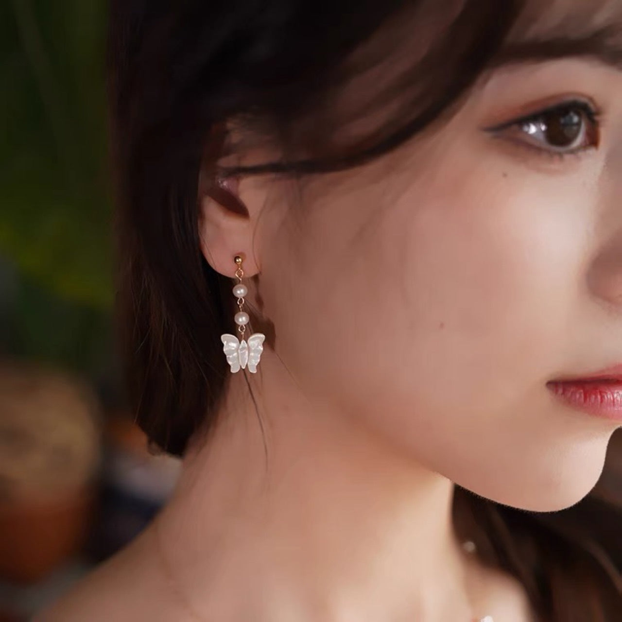 Aurora Butterfly Pearl Earrings