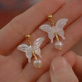 Forest Butterfly Pearl Earrings