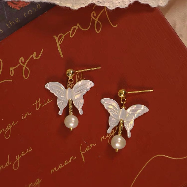Forest Butterfly Pearl Earrings