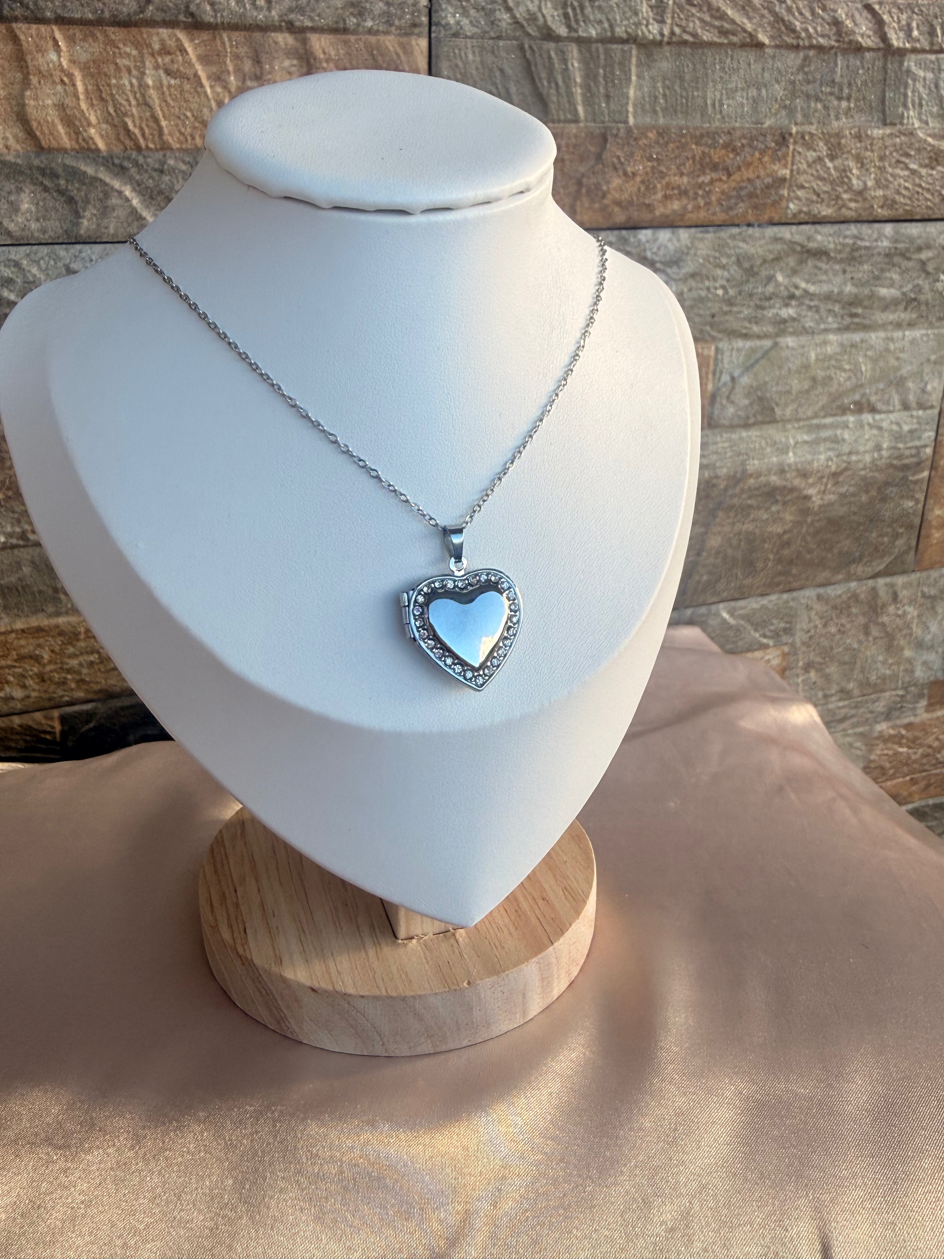 Gemstone Heart Locket Necklace