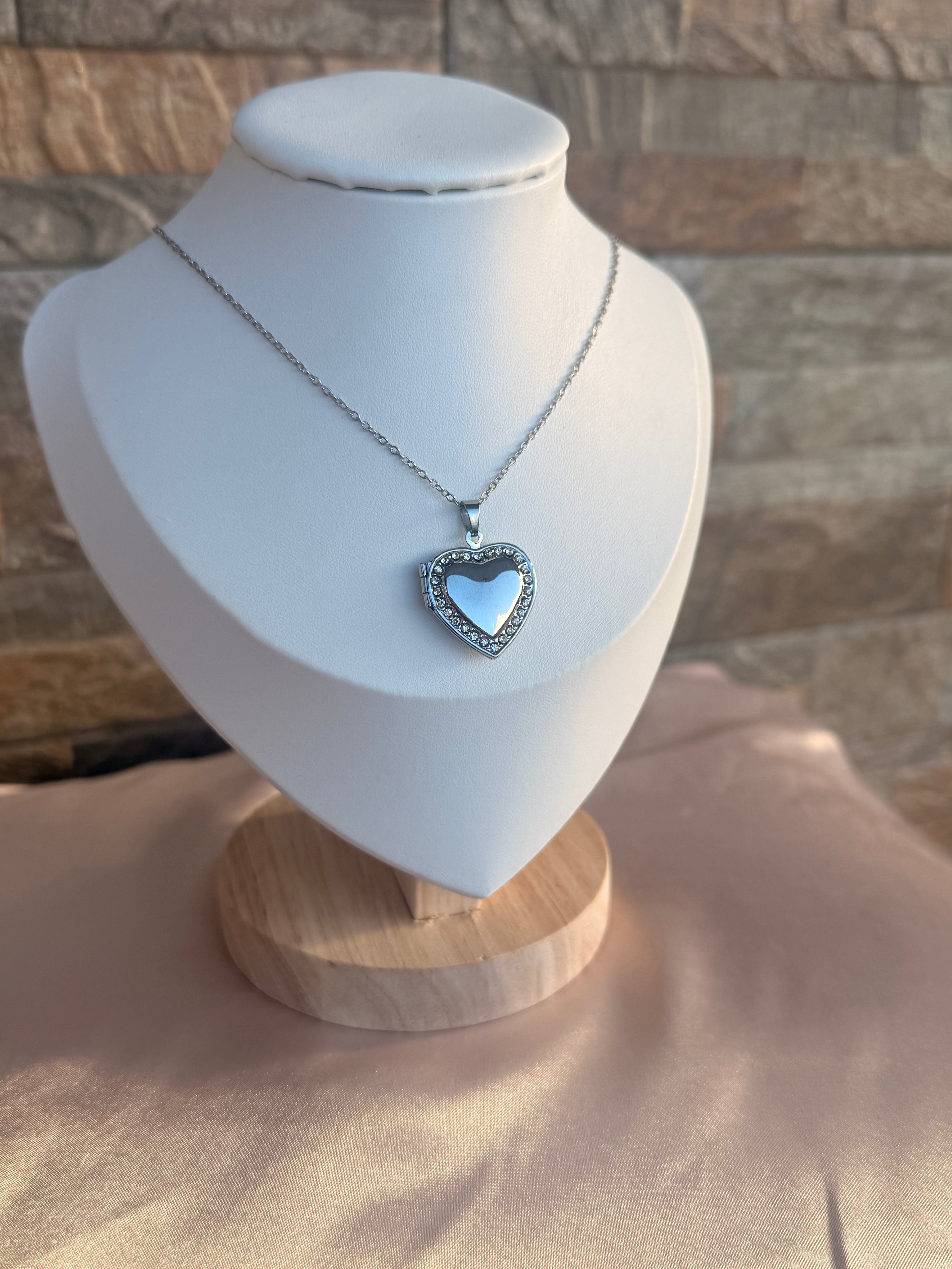 Gemstone Heart Locket Necklace