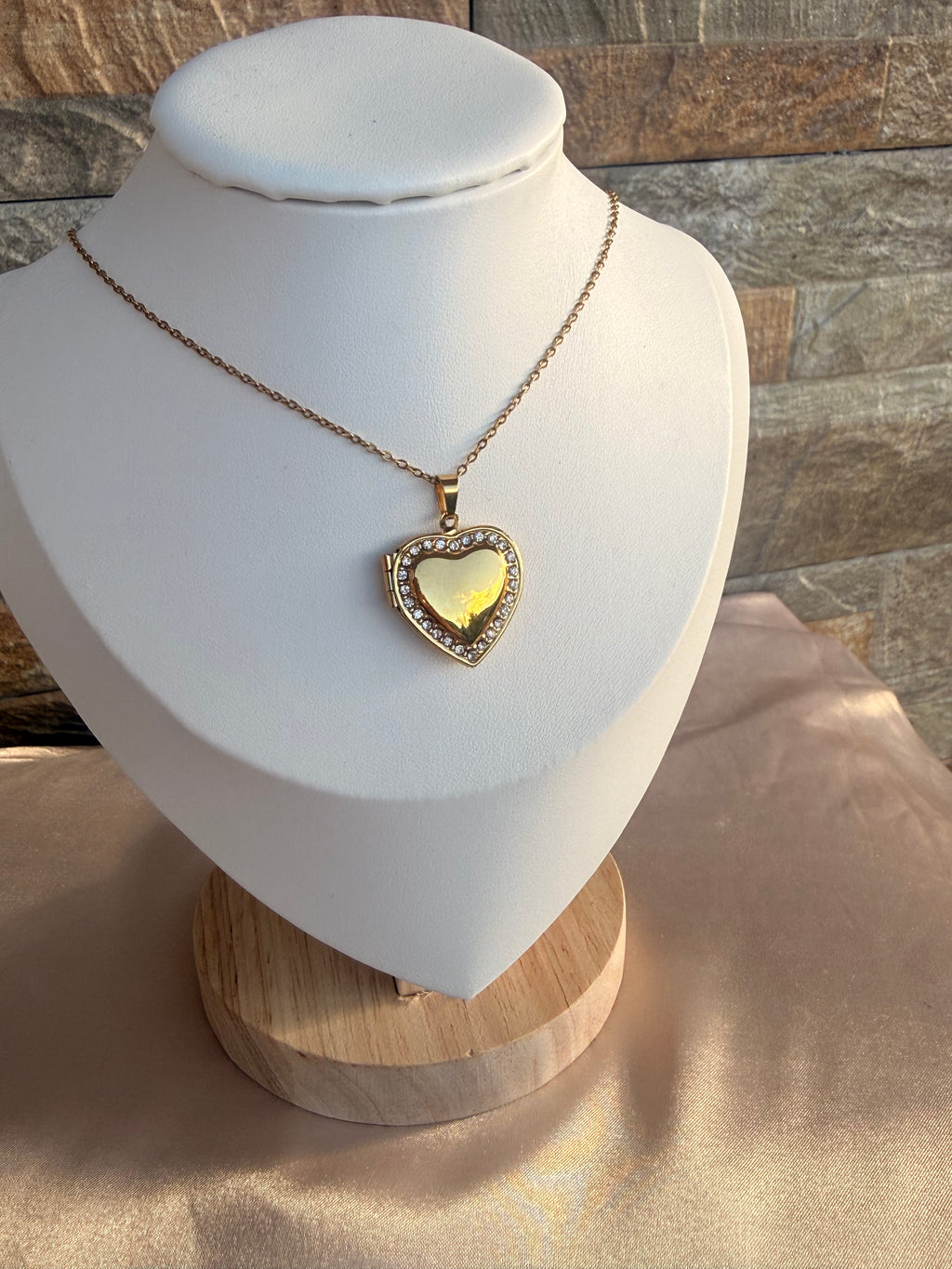 Gemstone Heart Locket Necklace