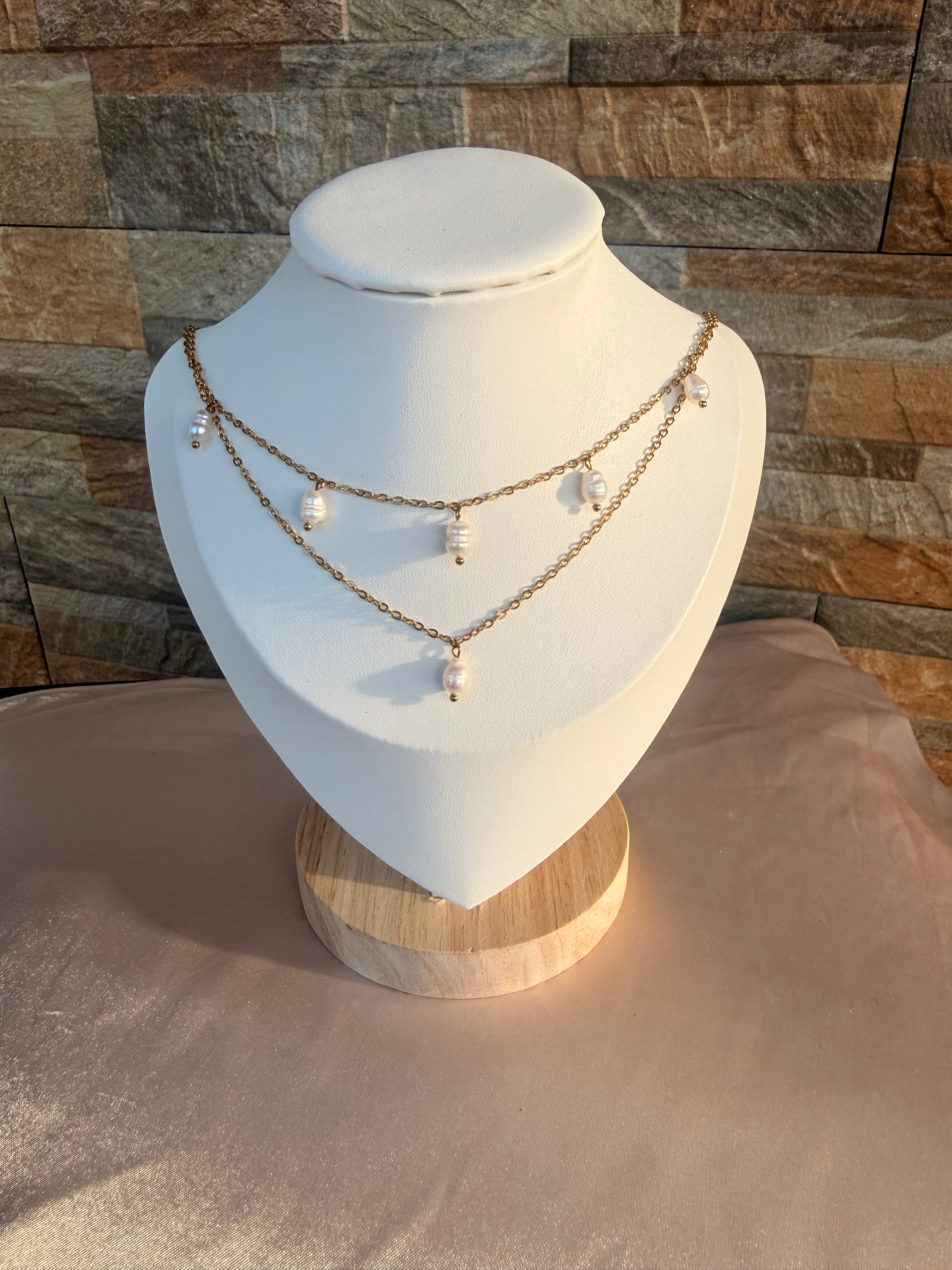 Double Pearl Layer Necklace