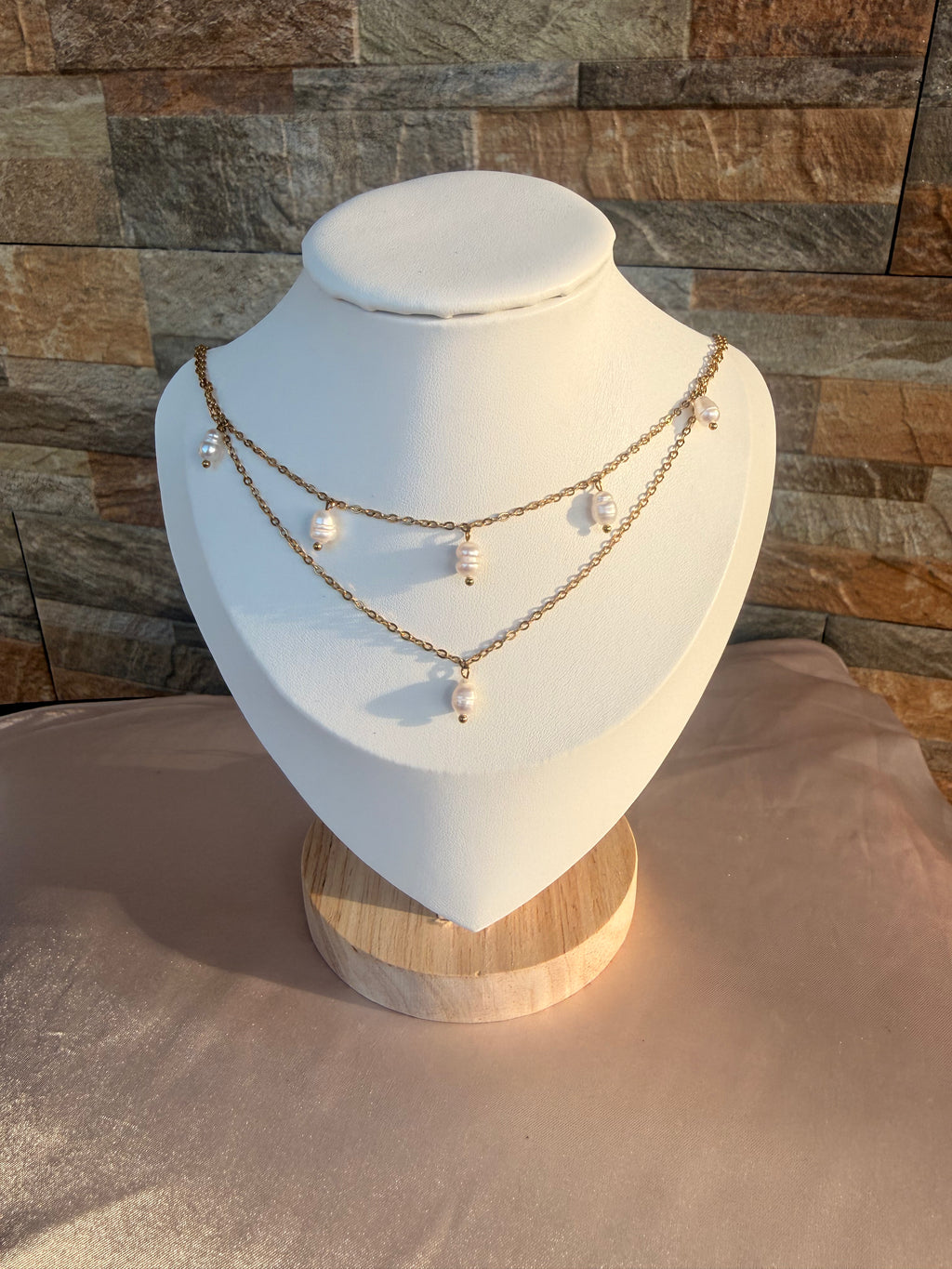 Double Pearl Layer Necklace