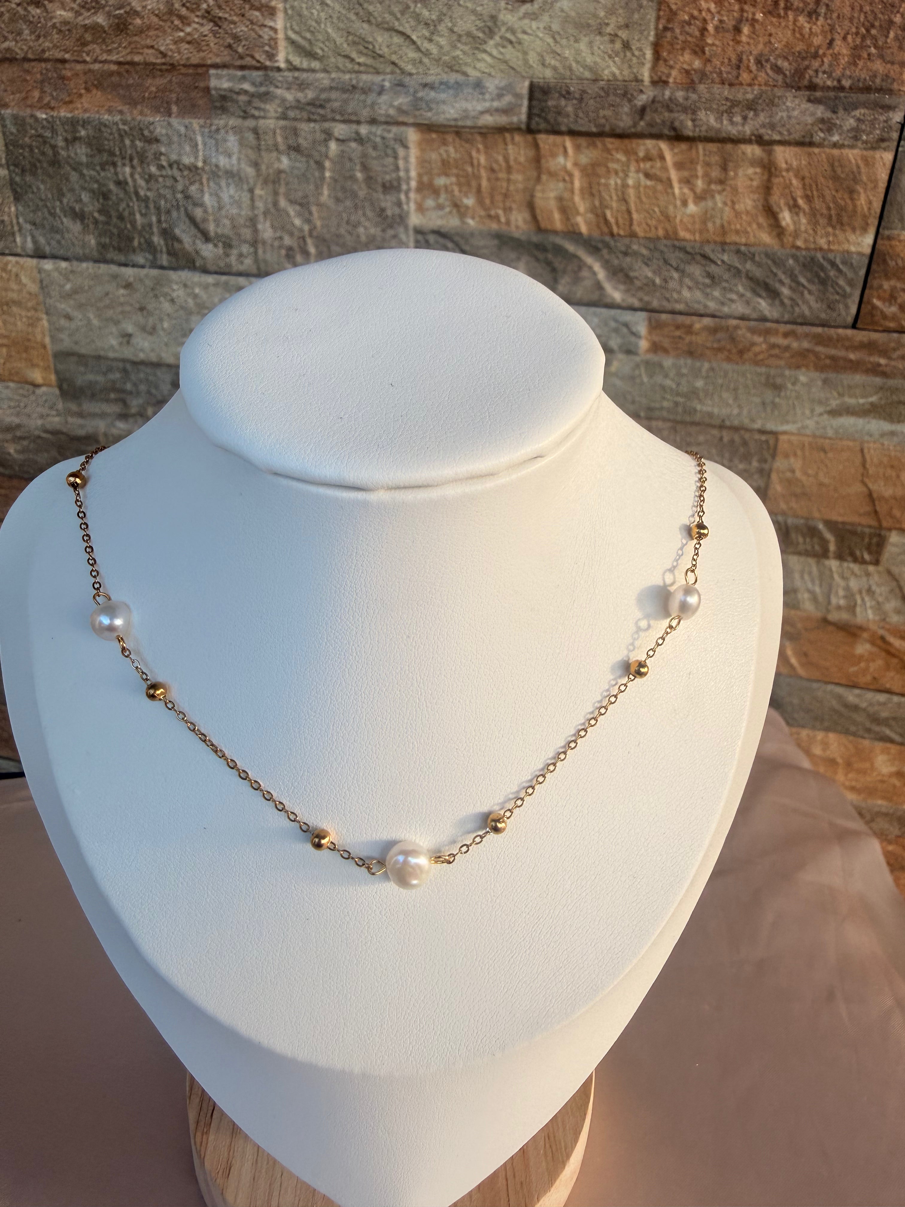 Aurora Pearl Geo Necklace