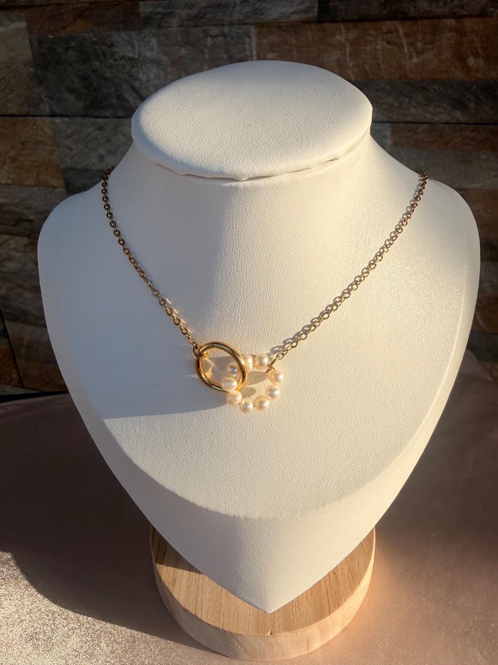 Golden Pearl Knot Necklace