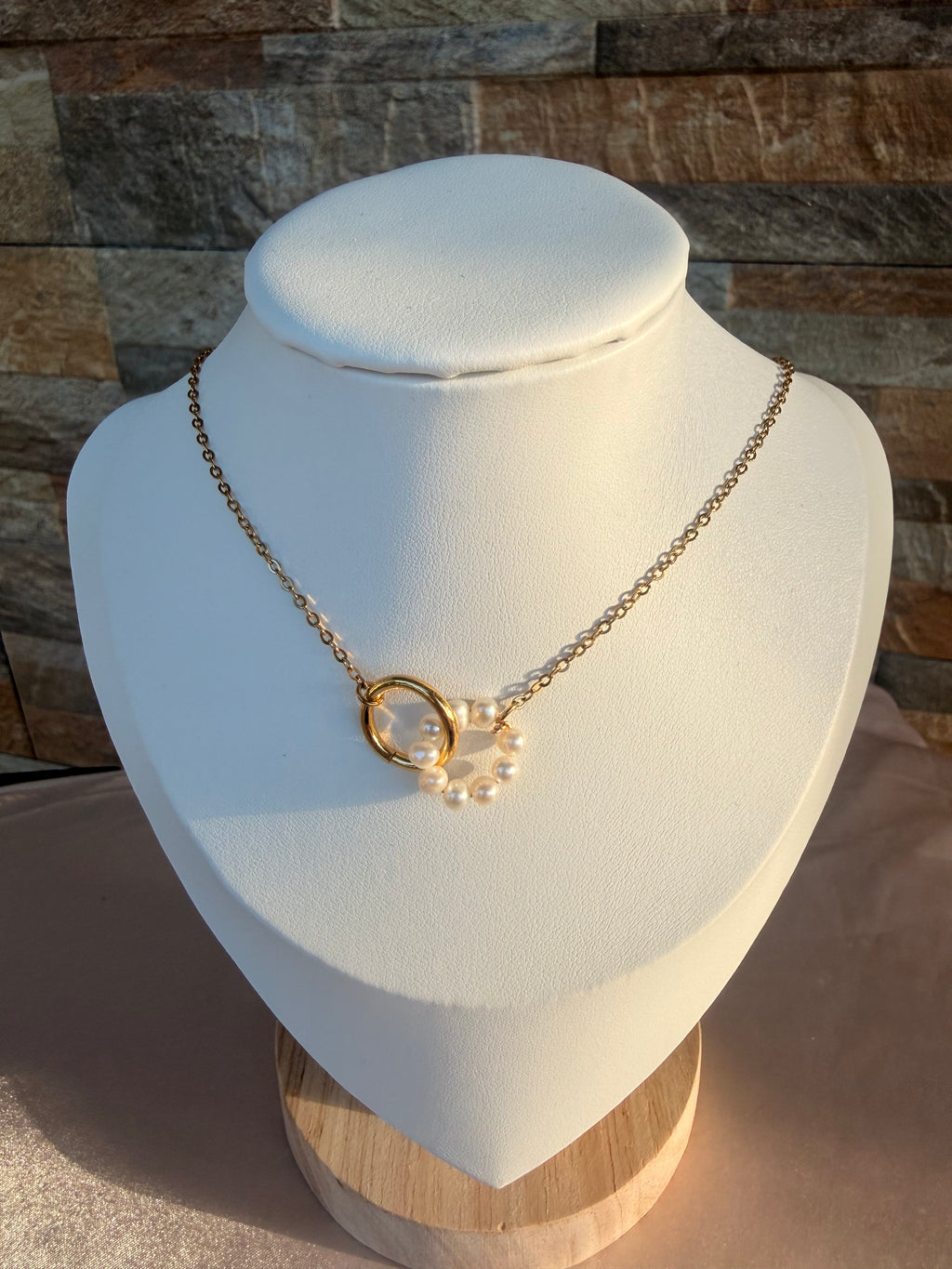 Golden Pearl Knot Necklace