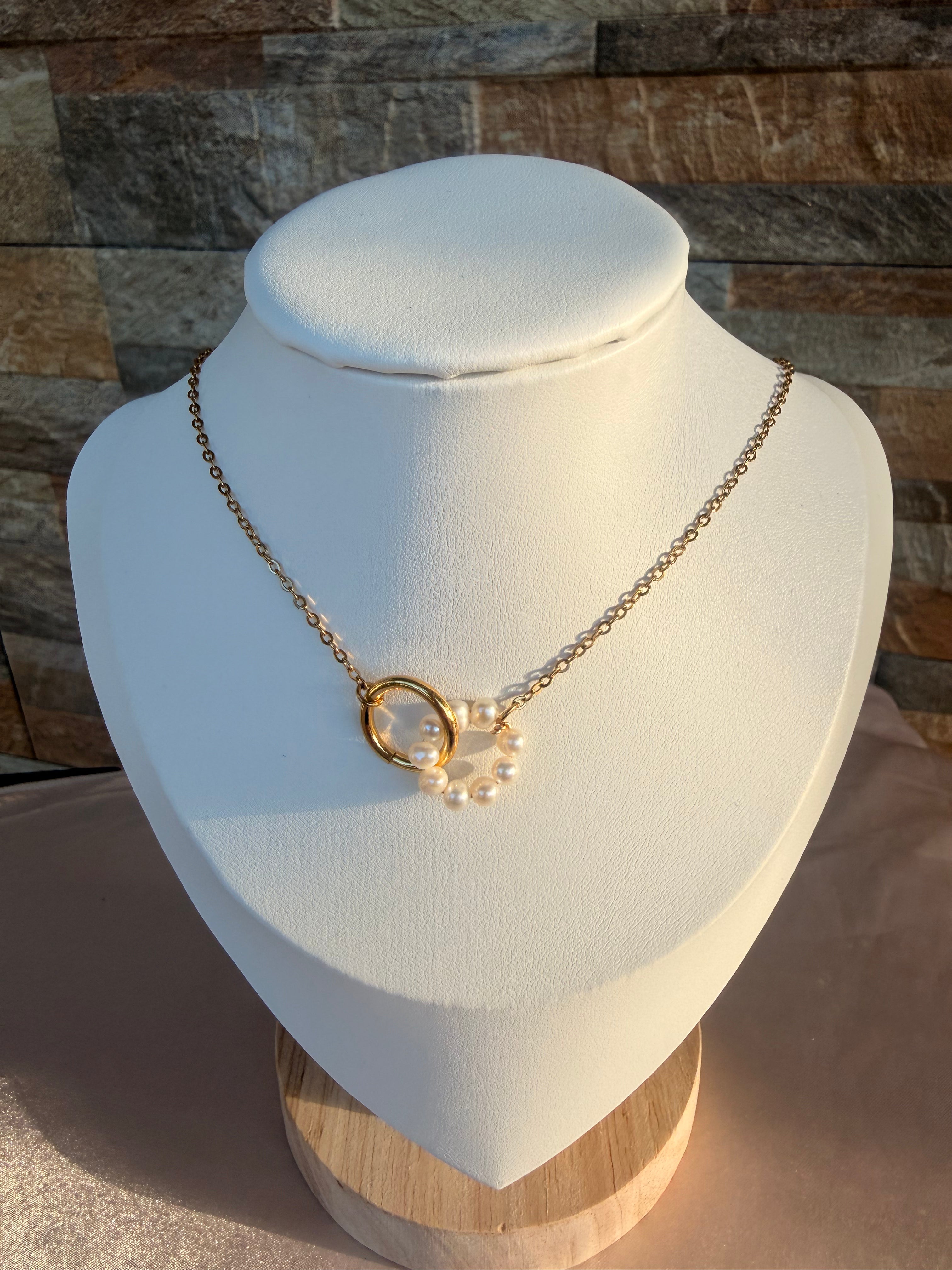 Golden Pearl Knot Necklace