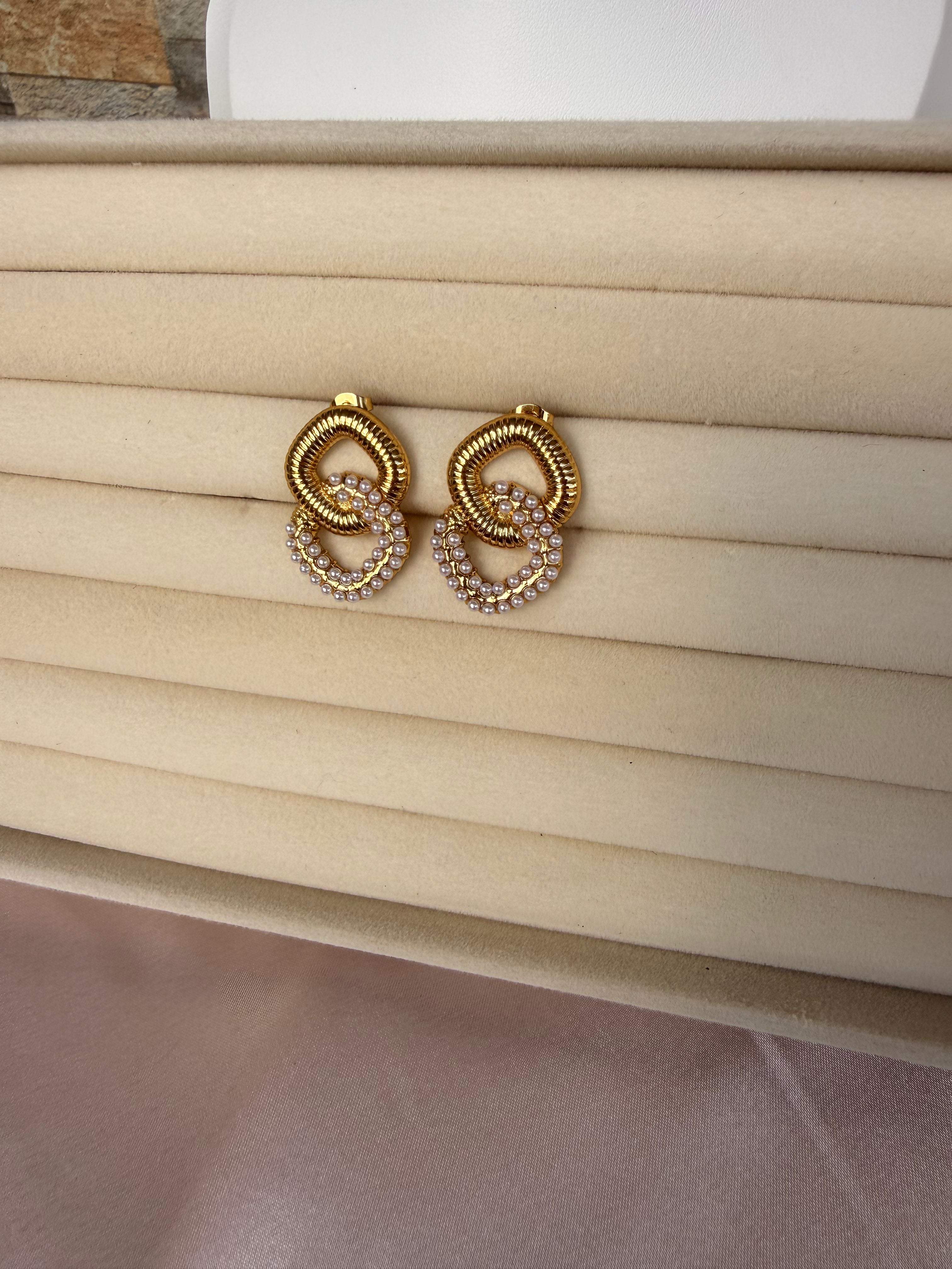 Modern Square Pearl Earrings
