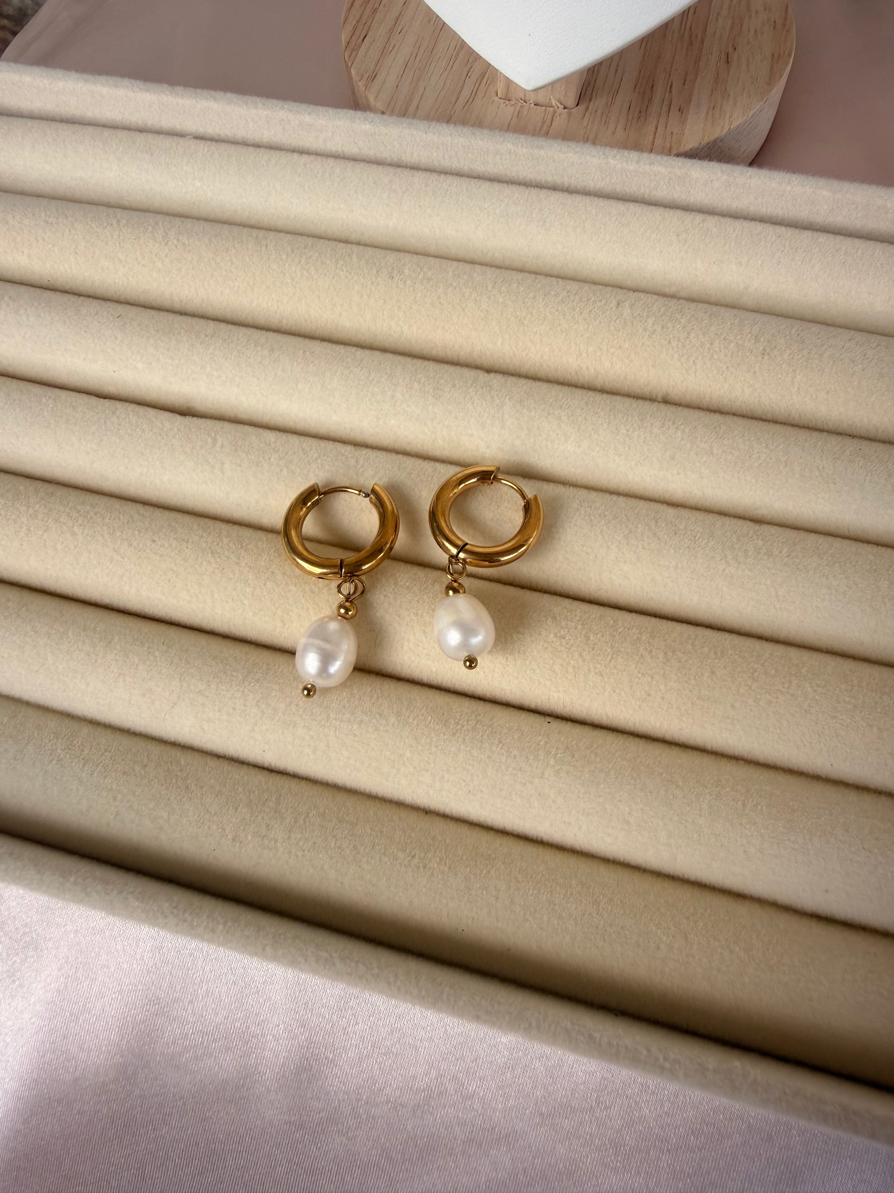 Golden Round Drop Earings