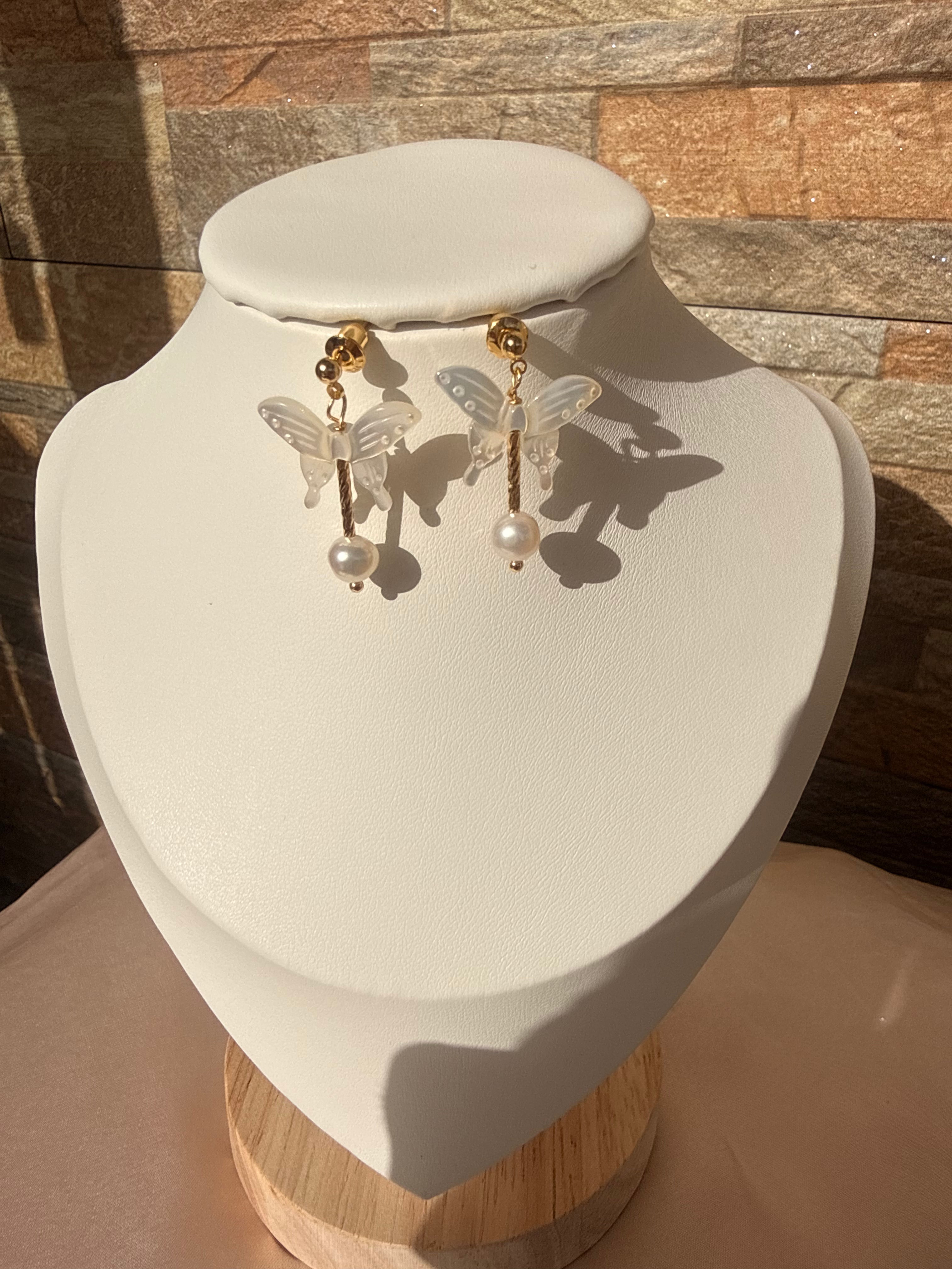 Forest Butterfly Pearl Earrings