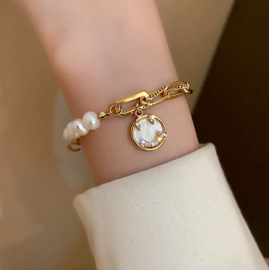 Golden Smile Pearl Bracelet