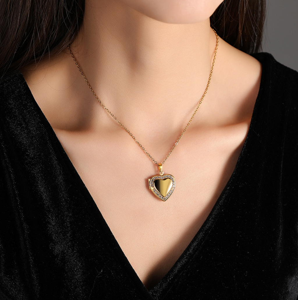 Gemstone Heart Locket Necklace